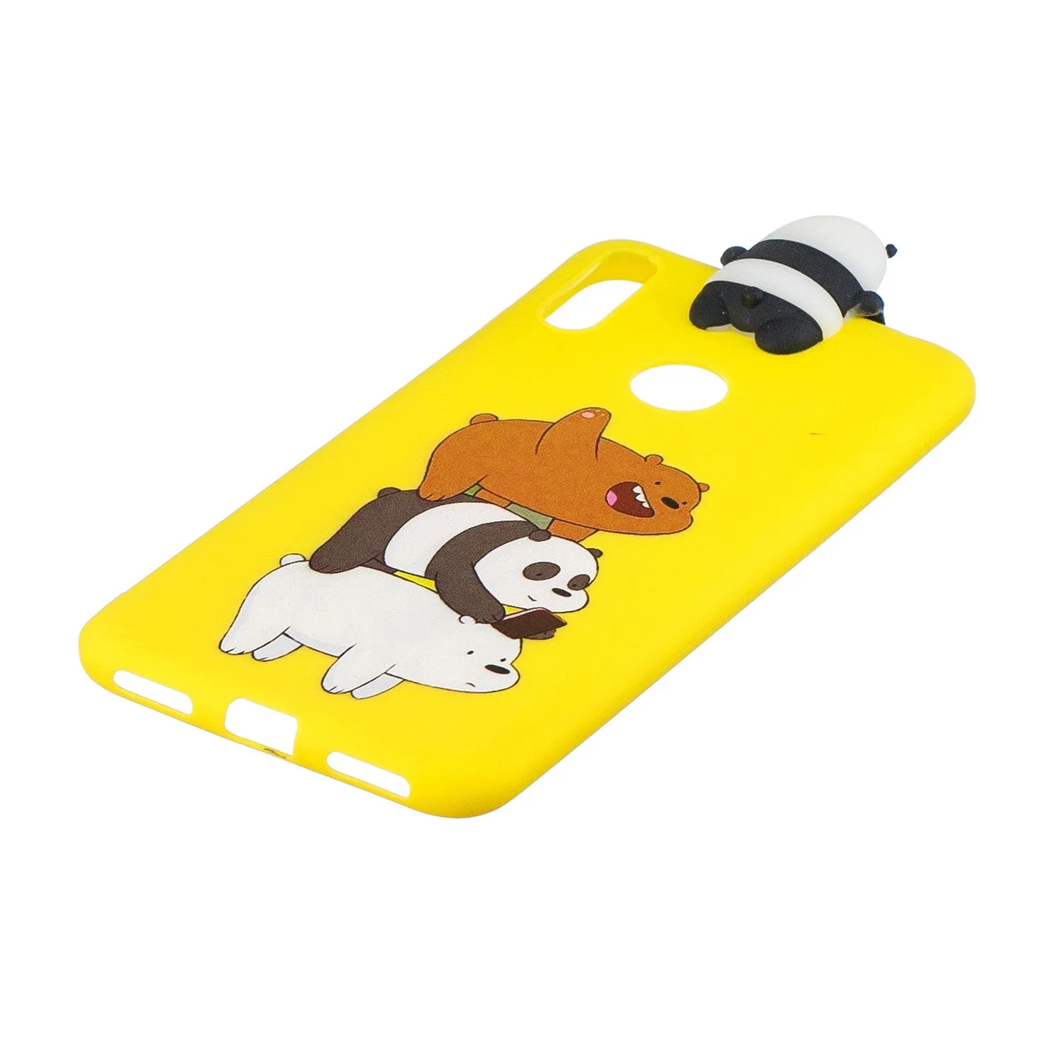 For Huawei Y7 2019 3D Cartoon Lovely Coloured Painted Soft TPU Back Cover Non-slip Shockproof Full Protective Case Striped bear