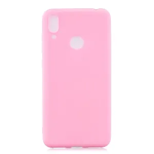 For HUAWEI Y7 2019 Lovely Candy Color Matte TPU Anti-scratch Non-slip Protective Cover Back Case dark pink