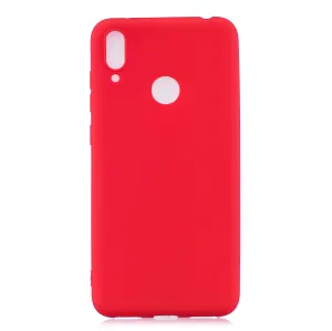 For HUAWEI Y7 2019 Lovely Candy Color Matte TPU Anti-scratch Non-slip Protective Cover Back Case red