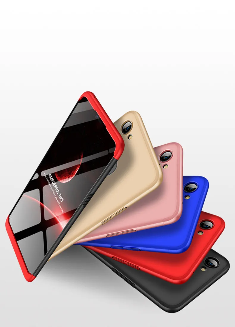 For OPPO F7 Ultra Slim PC Back Cover Non-slip Shockproof 360 Degree Full Protective Case Gold
