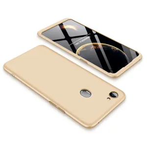 For OPPO F7 Ultra Slim PC Back Cover Non-slip Shockproof 360 Degree Full Protective Case Gold