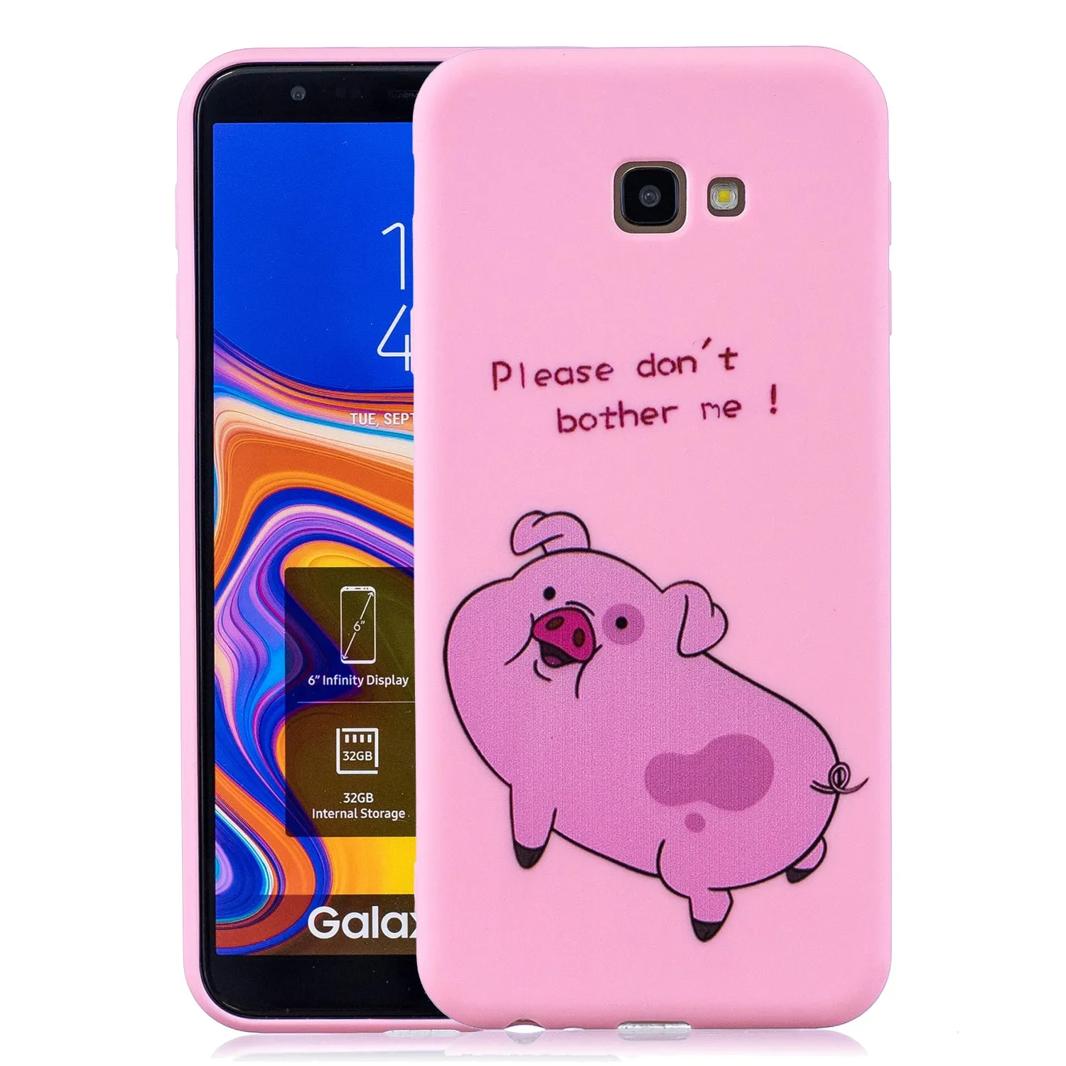 For Samsung A5 2017 Cartoon Lovely Coloured Painted Soft TPU Back Cover Non-slip Shockproof Full Protective Case with Lanyard Rose red