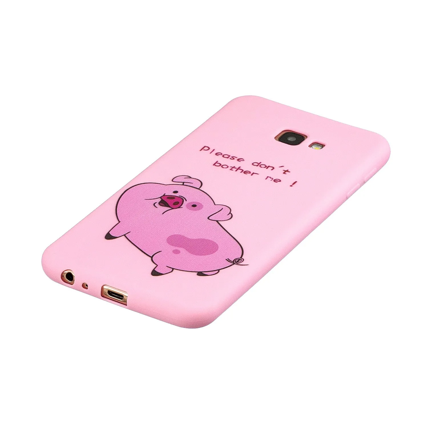 For Samsung A5 2017 Cartoon Lovely Coloured Painted Soft TPU Back Cover Non-slip Shockproof Full Protective Case with Lanyard Rose red