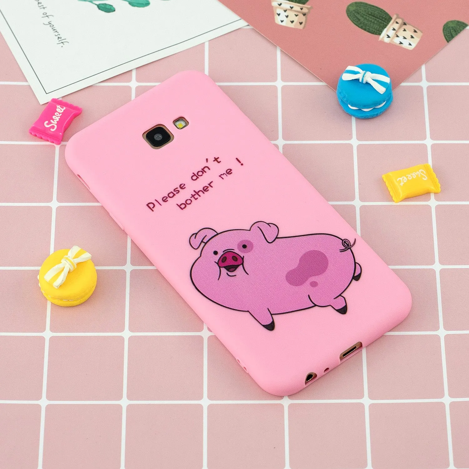 For Samsung A5 2017 Cartoon Lovely Coloured Painted Soft TPU Back Cover Non-slip Shockproof Full Protective Case with Lanyard Rose red
