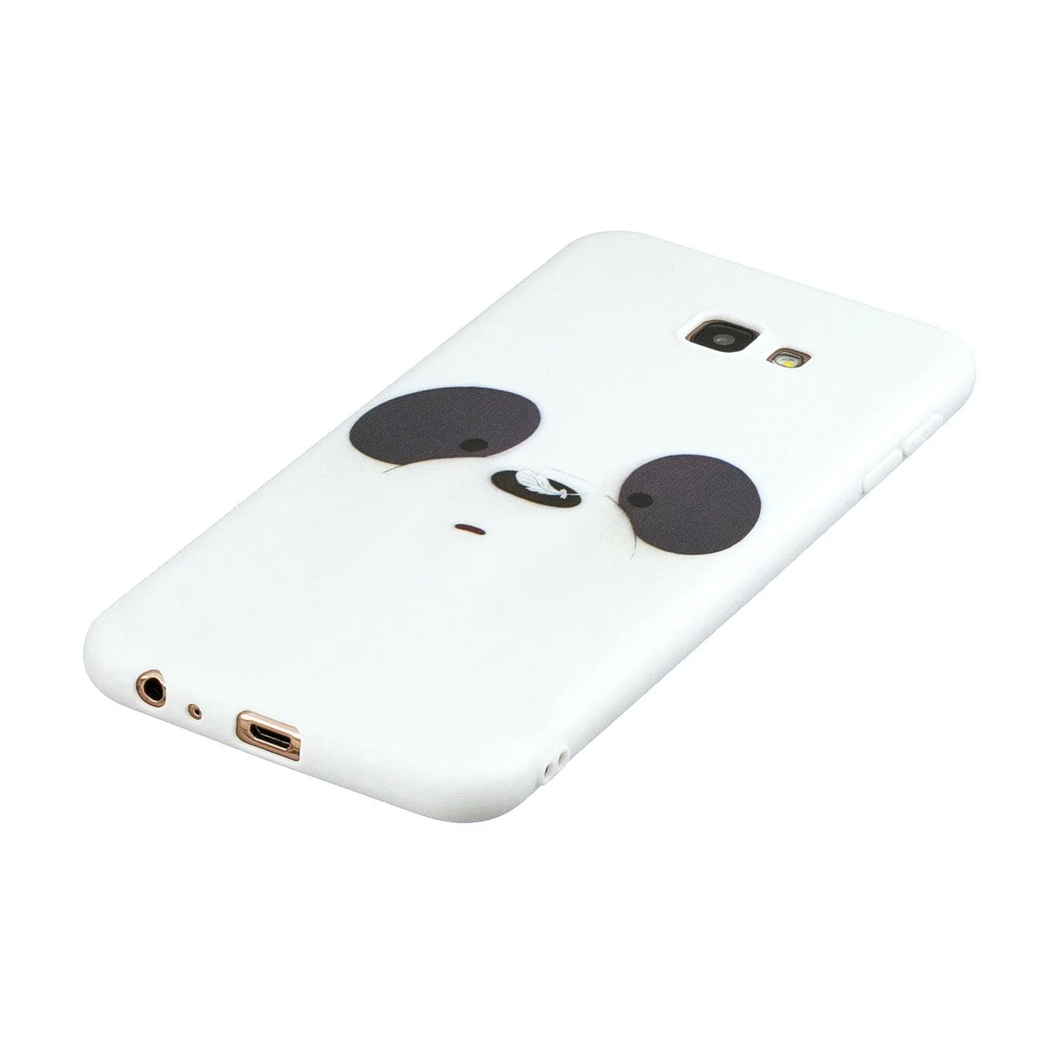 For Samsung A5 2017 Cartoon Lovely Coloured Painted Soft TPU Back Cover Non-slip Shockproof Full Protective Case with Lanyard white