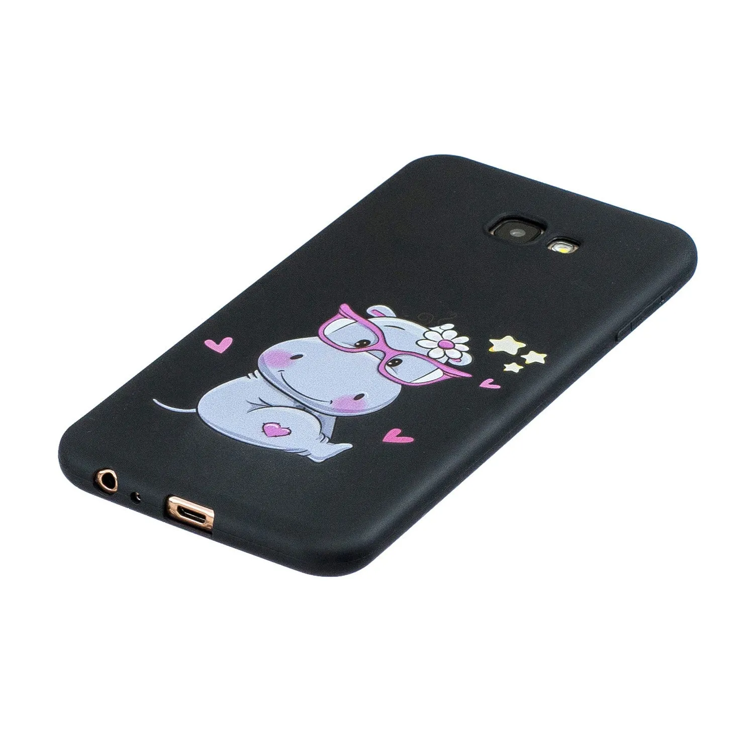 For Samsung A5 2017 Cartoon Lovely Coloured Painted Soft TPU Back Cover Non-slip Shockproof Full Protective Case with Lanyard white