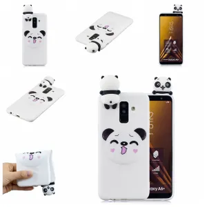 For Samsung A6 plus 2018 3D Cartoon Lovely Coloured Painted Soft TPU Back Cover Non-slip Shockproof Full Protective Case Smiley panda