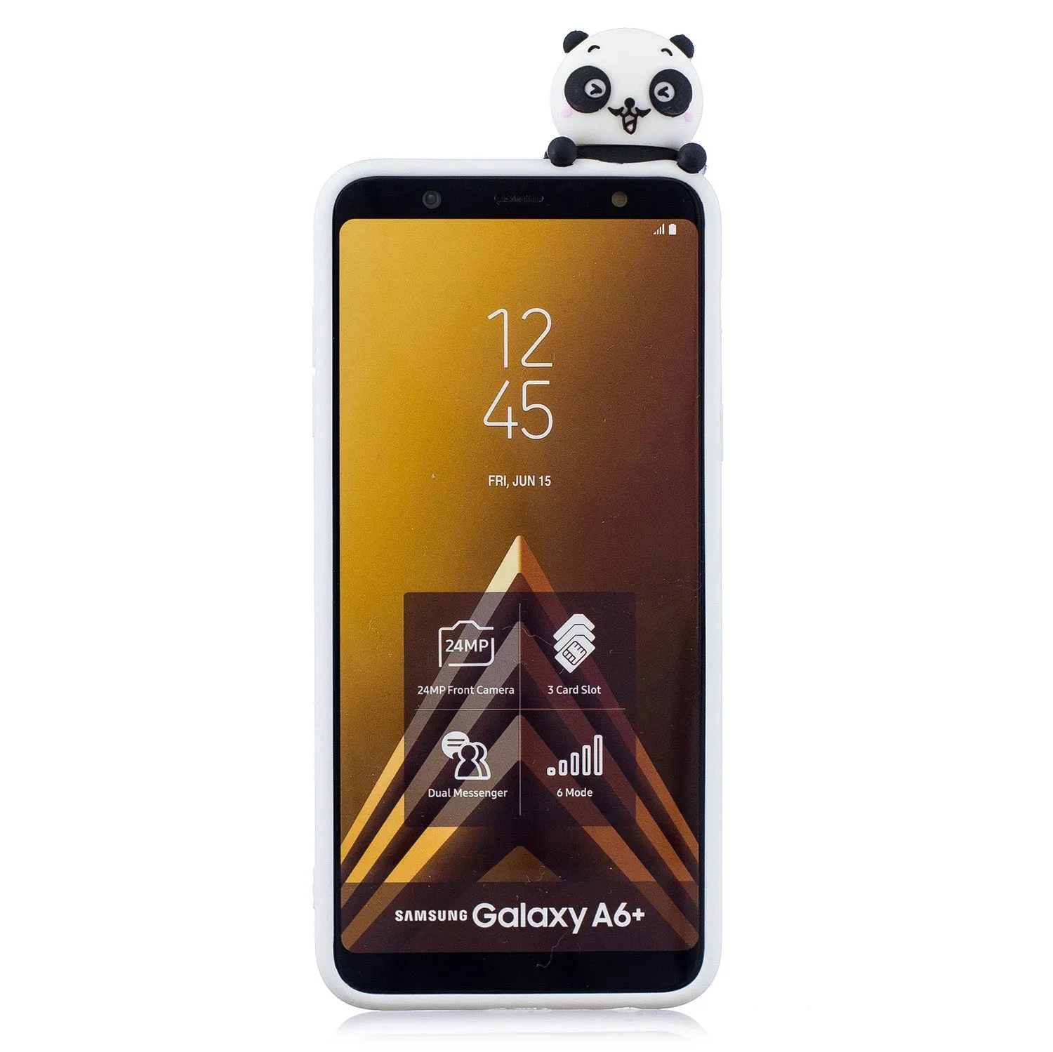 For Samsung A6 plus 2018 3D Cartoon Lovely Coloured Painted Soft TPU Back Cover Non-slip Shockproof Full Protective Case Smiley panda