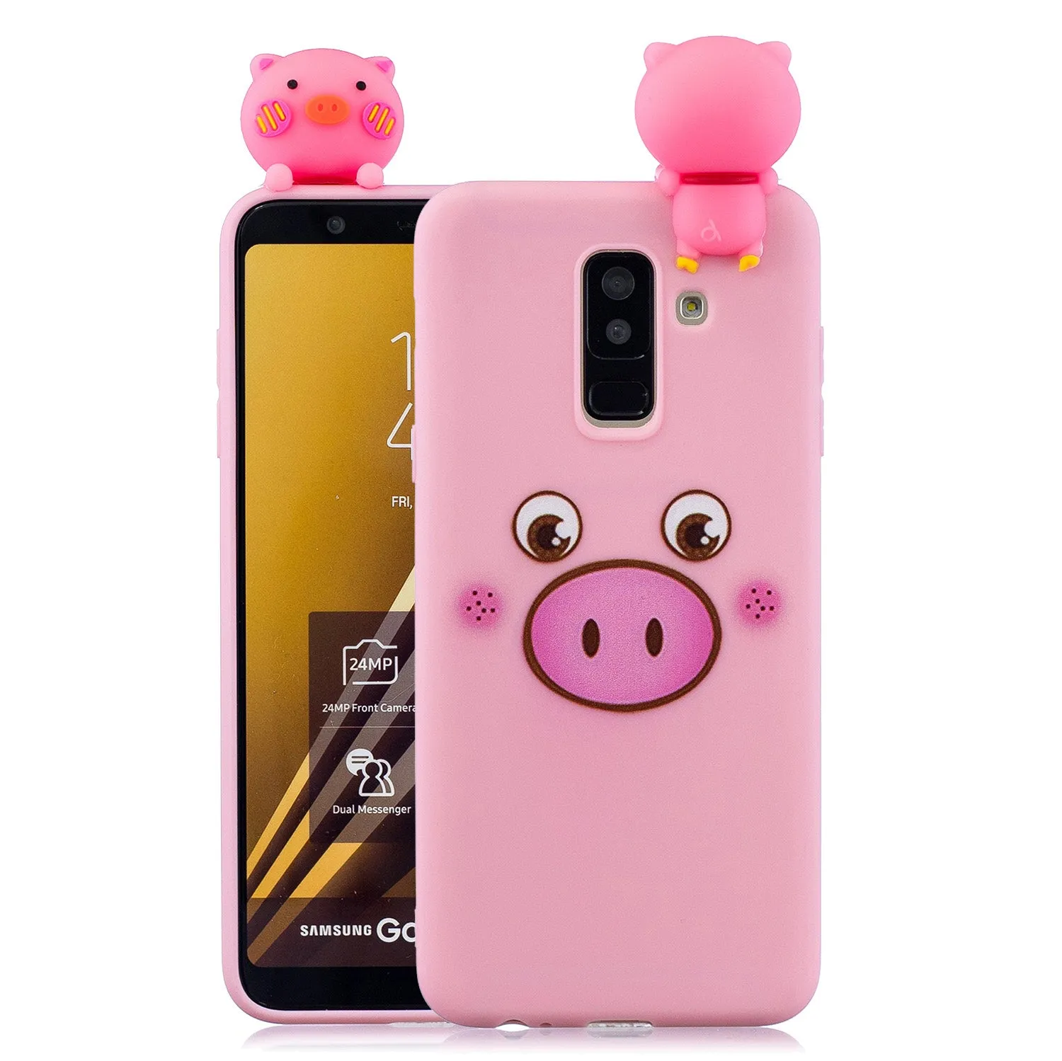 For Samsung A6 plus 2018 3D Cartoon Lovely Coloured Painted Soft TPU Back Cover Non-slip Shockproof Full Protective Case Smiley panda