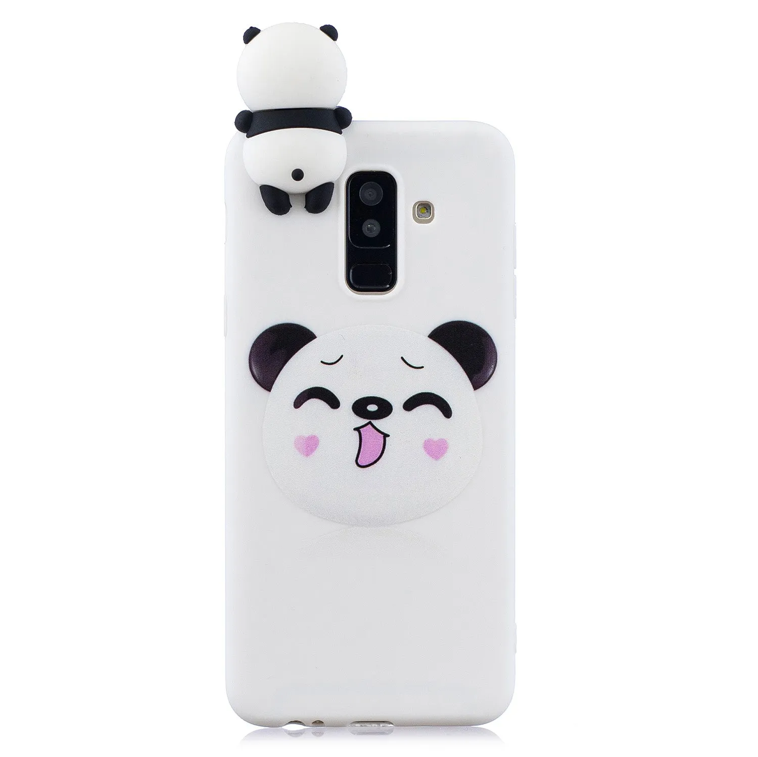 For Samsung A6 plus 2018 3D Cartoon Lovely Coloured Painted Soft TPU Back Cover Non-slip Shockproof Full Protective Case Smiley panda