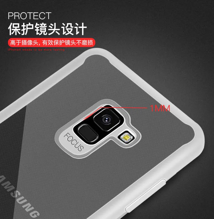 For Samsung A8 2018/A530 Ultra Slim Translucent Back Cover Non-slip Shockproof TPU Full Protective Case  Transparent gray