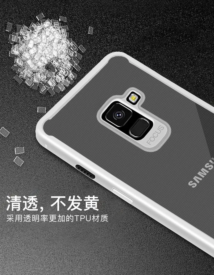 For Samsung A8 2018/A530 Ultra Slim Translucent Back Cover Non-slip Shockproof TPU Full Protective Case  Transparent gray