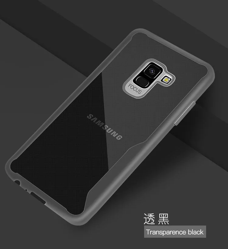 For Samsung A8 2018/A530 Ultra Slim Translucent Back Cover Non-slip Shockproof TPU Full Protective Case  Transparent gray