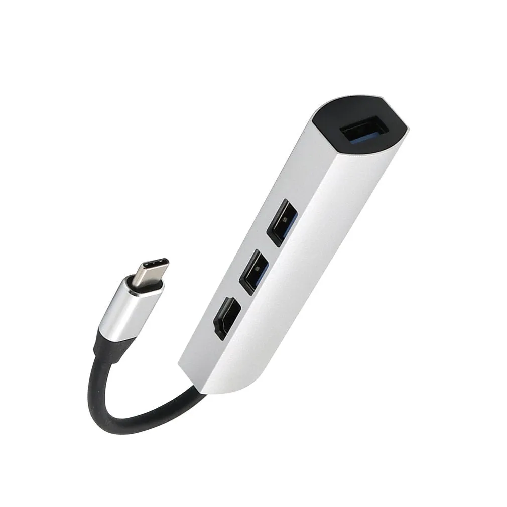 For Type-C Hub3.0   Hdmi4K 4 in 1 Notebook Mobile Phone Adapter Notebook for mate10mate20 P20 P30 Silver