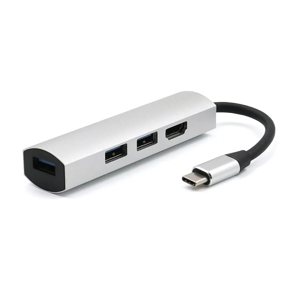 For Type-C Hub3.0   Hdmi4K 4 in 1 Notebook Mobile Phone Adapter Notebook for mate10mate20 P20 P30 Silver