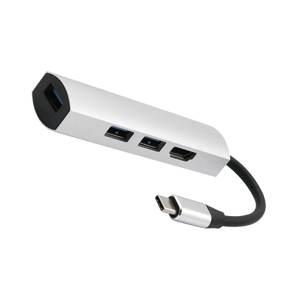 For Type-C Hub3.0   Hdmi4K 4 in 1 Notebook Mobile Phone Adapter Notebook for mate10mate20 P20 P30 Silver