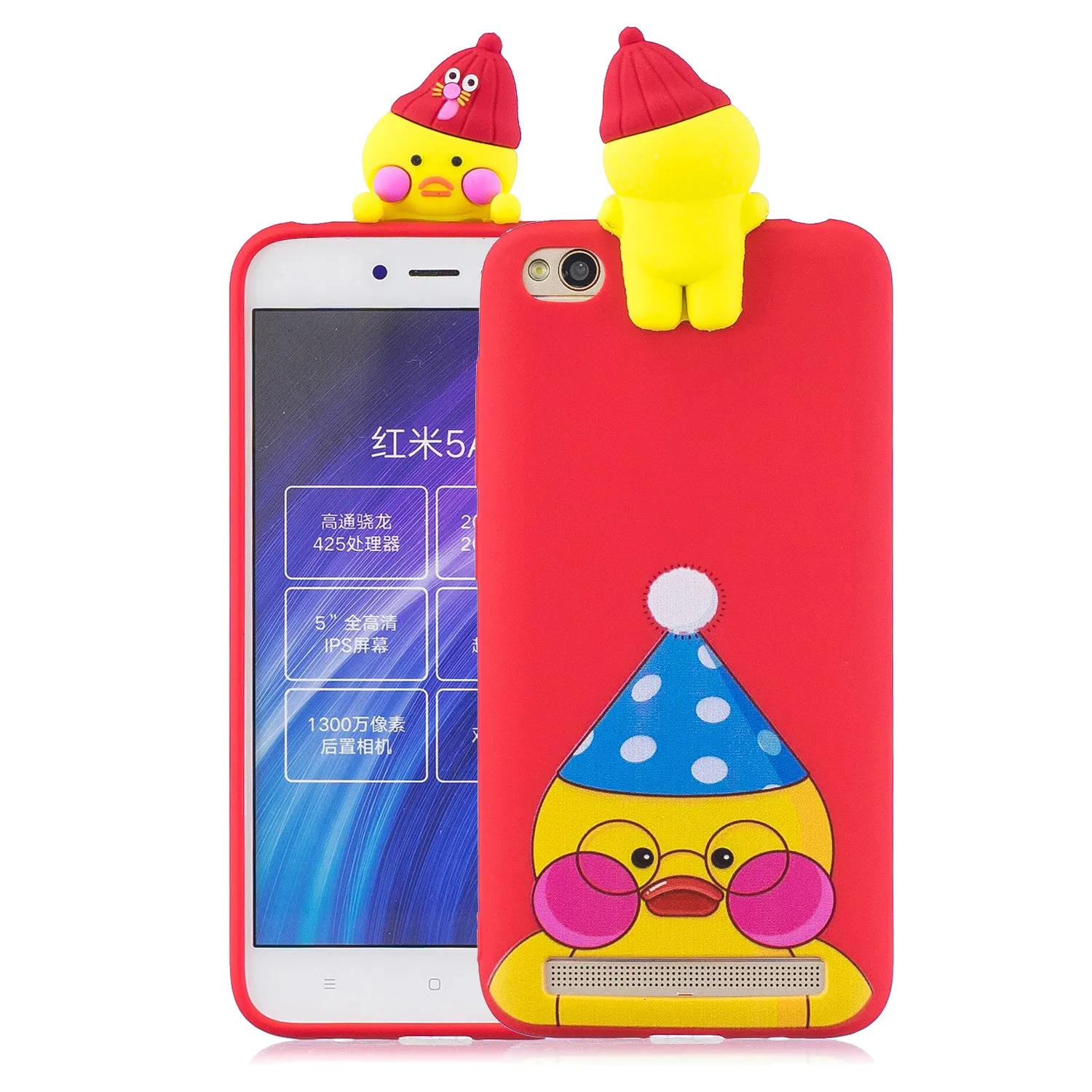 For XIAOMI Redmi 5A 3D Cute Coloured Painted Animal TPU Anti-scratch Non-slip Protective Cover Back Case black