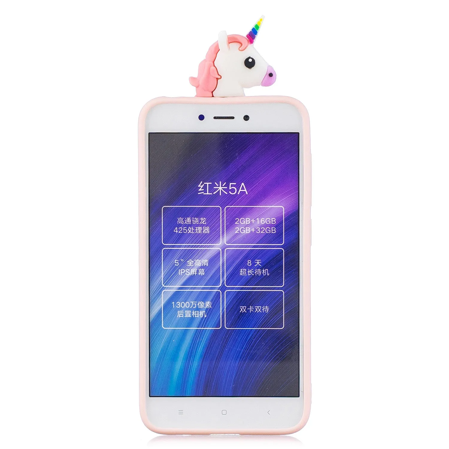 For XIAOMI Redmi 5A 3D Cute Coloured Painted Animal TPU Anti-scratch Non-slip Protective Cover Back Case black