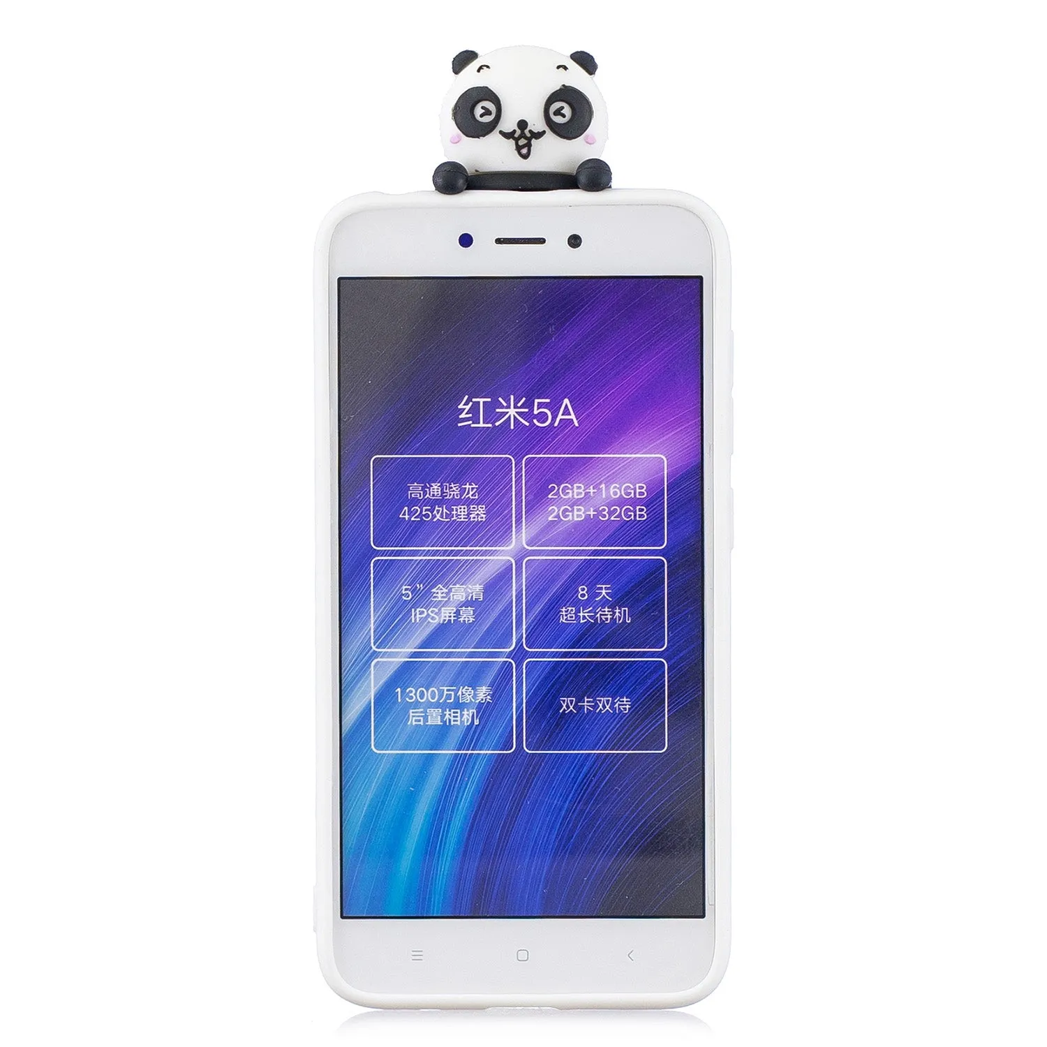 For XIAOMI Redmi 5A 3D Cute Coloured Painted Animal TPU Anti-scratch Non-slip Protective Cover Back Case black