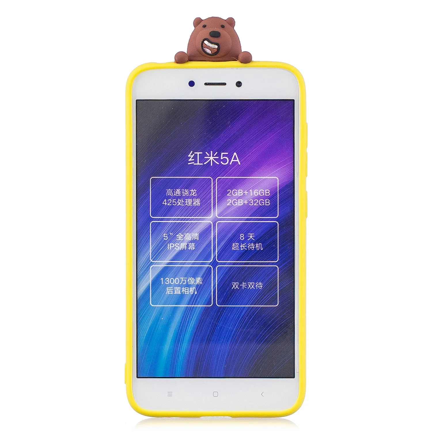 For XIAOMI Redmi 5A 3D Cute Coloured Painted Animal TPU Anti-scratch Non-slip Protective Cover Back Case black