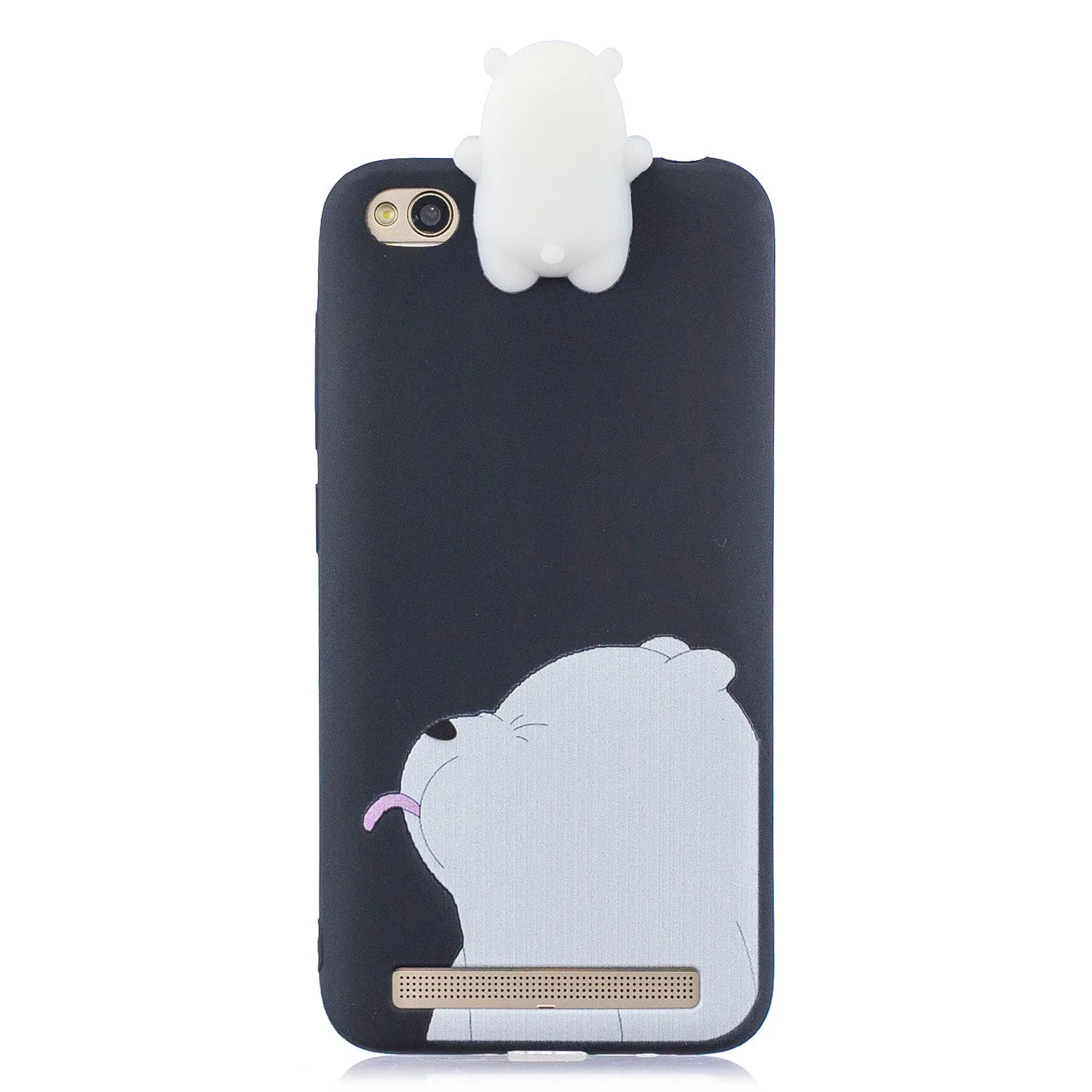 For XIAOMI Redmi 5A 3D Cute Coloured Painted Animal TPU Anti-scratch Non-slip Protective Cover Back Case black