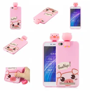 For XIAOMI Redmi 5A 3D Cute Coloured Painted Animal TPU Anti-scratch Non-slip Protective Cover Back Case Rose red