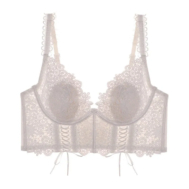 French Classic Bra Embroidered Lace Underwear Ultra Thin Push Up Brassiere Lingerie Gather Underwire Bralette