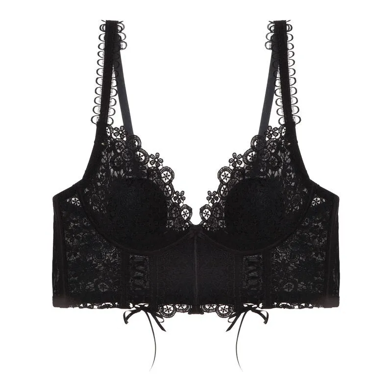 French Classic Bra Embroidered Lace Underwear Ultra Thin Push Up Brassiere Lingerie Gather Underwire Bralette