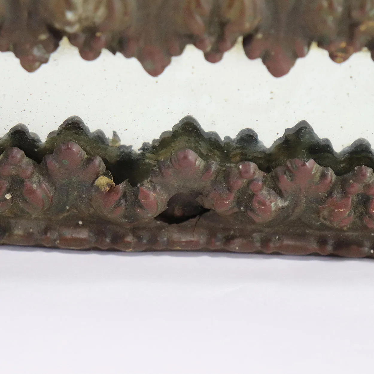 French Louis XIV Style Patinated Brass Beveled Pareclose Wall Mirror