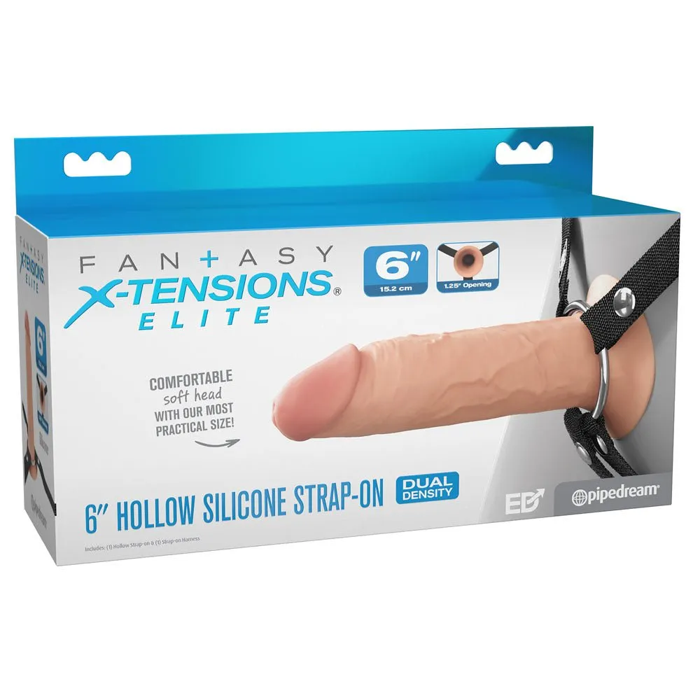 FX Elite 6 Inch Silicone Hollow Strap-On - Flesh