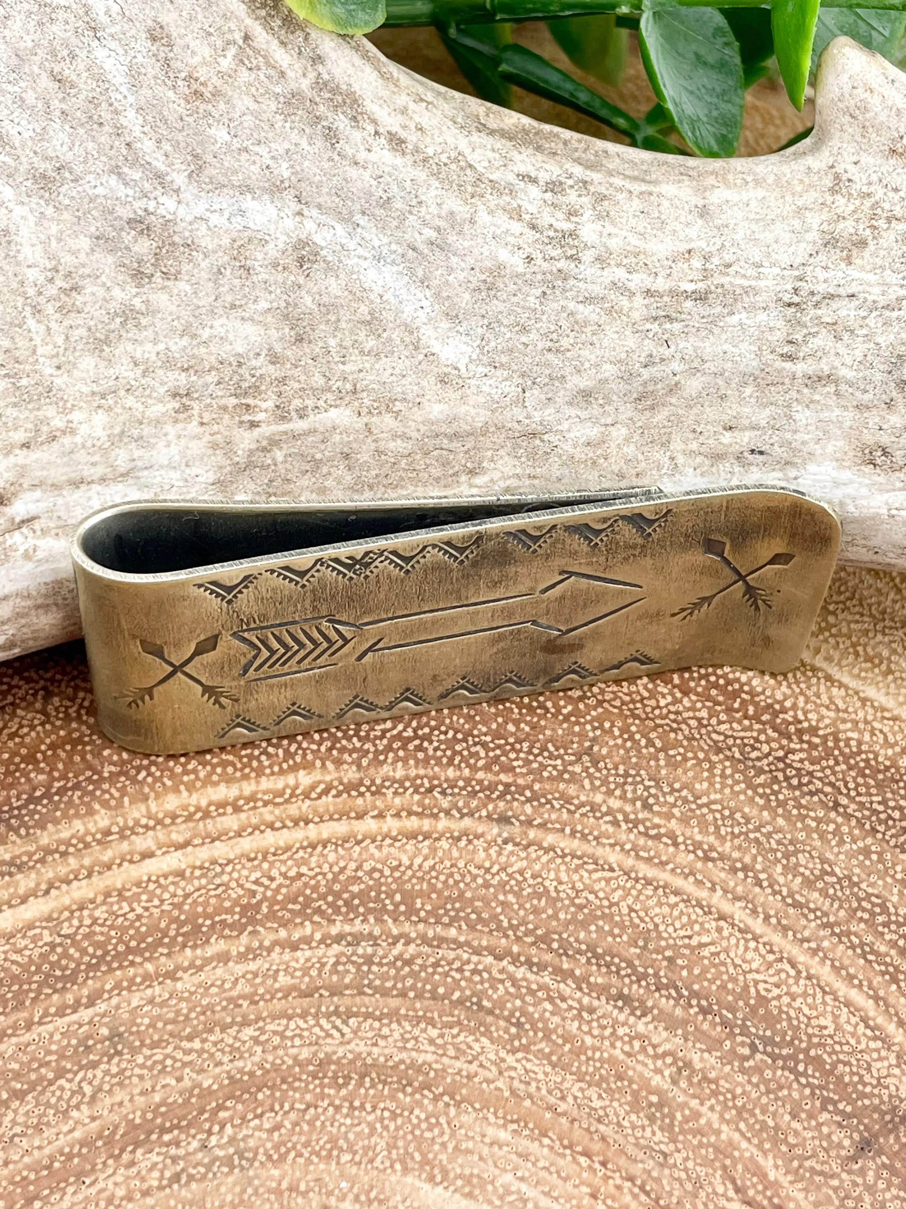 German Silver Stamped Money Clip