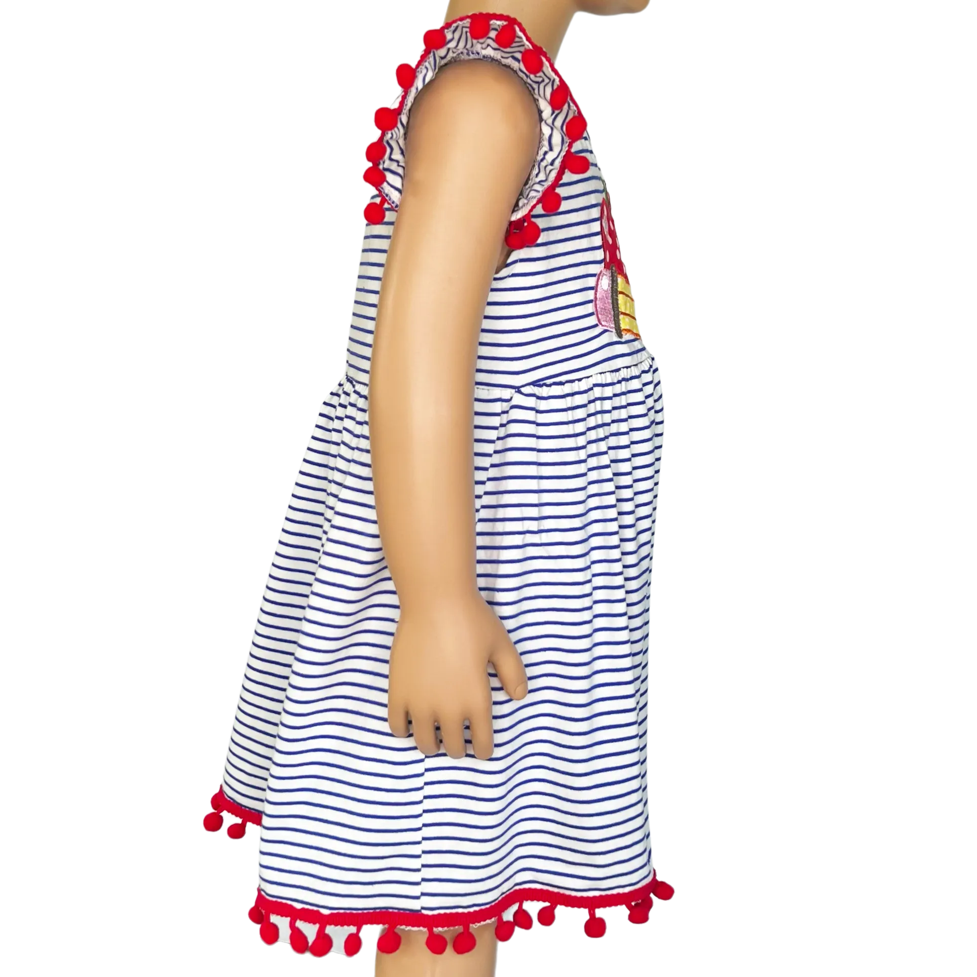 Girls Back to School Dress with Apple and Pencil applique