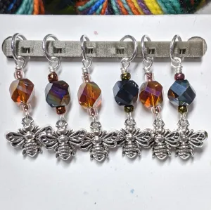 Glass Bee Stitch Markers