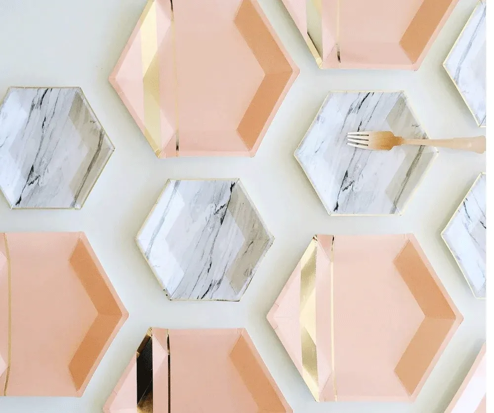 Goddess : Peach Blush Striped Dinner Plates