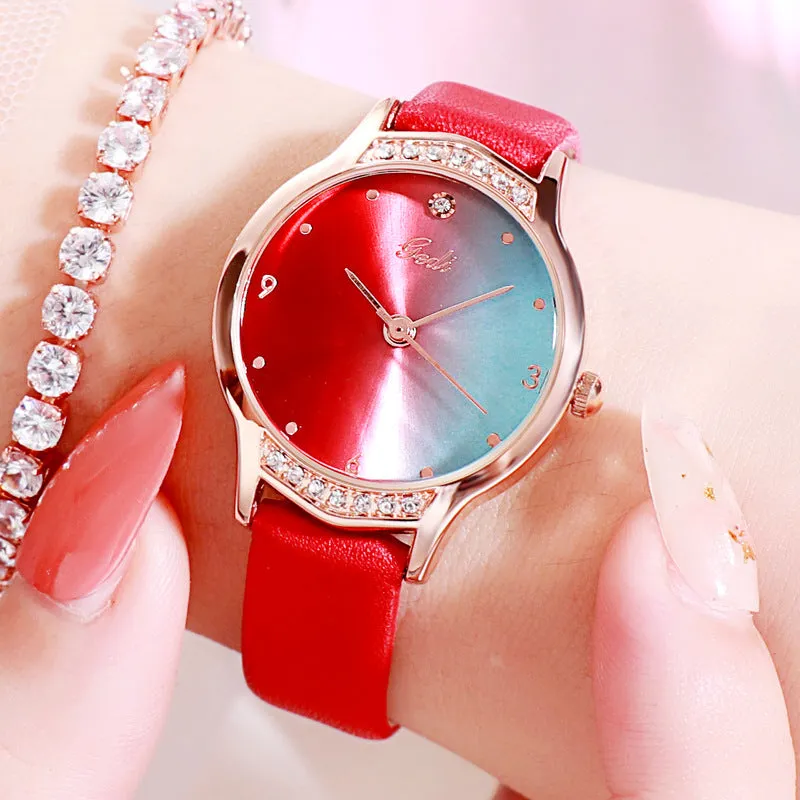 Gradient Dial With Scale Women's Watch