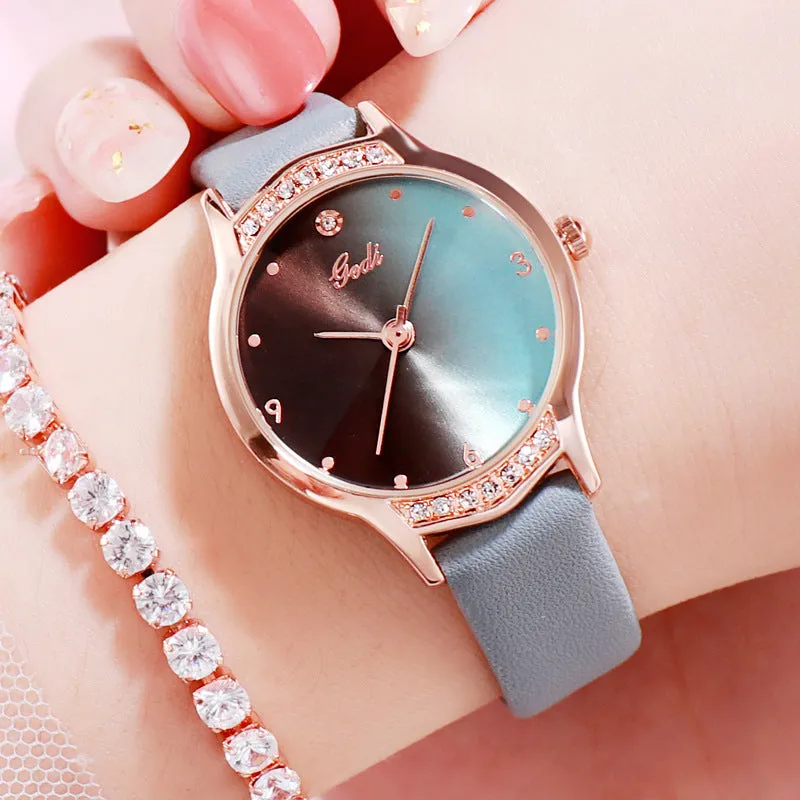 Gradient Dial With Scale Women's Watch