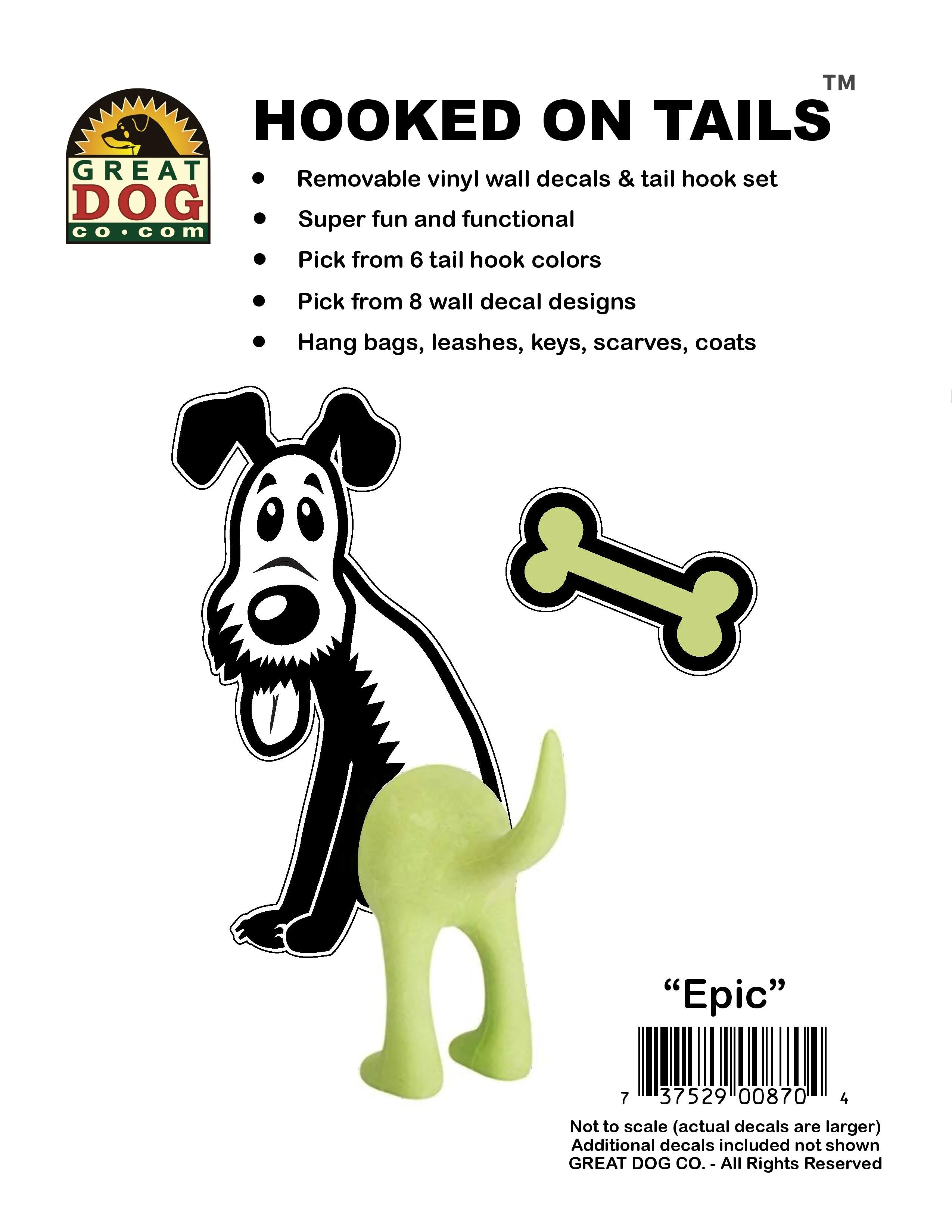 GREAT DOG Vinyl Wall Decal and Dog Tail Hook Set - Epic