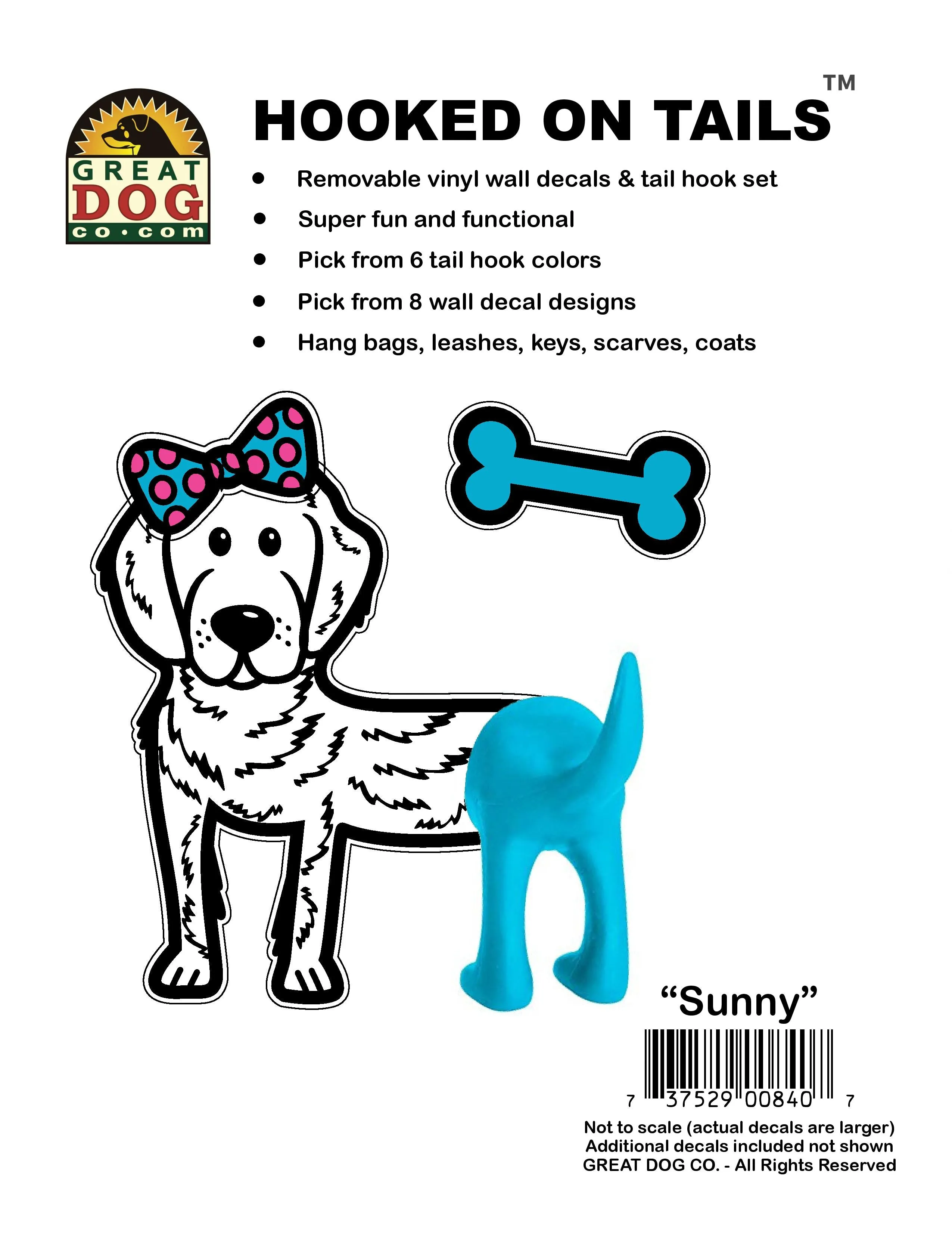 GREAT DOG Vinyl Wall Decal and Dog Tail Hook Set - Sunny