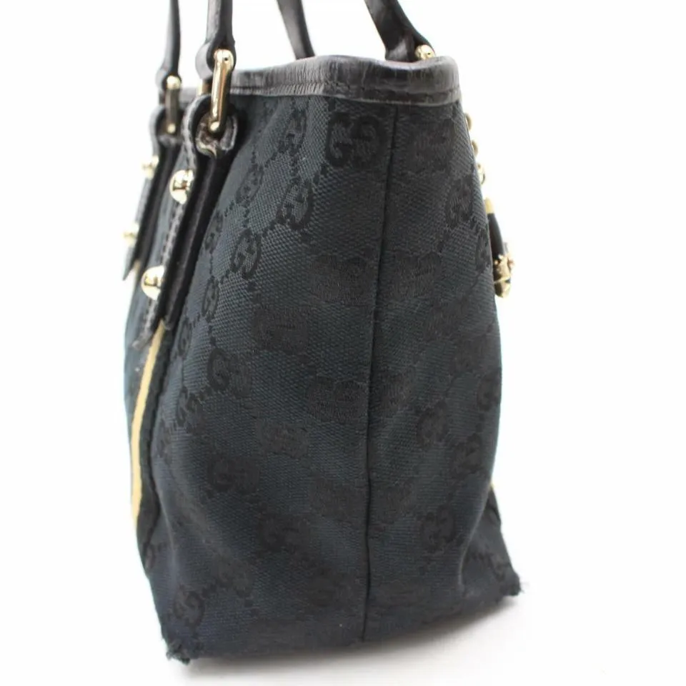 Gucci Black x Beige Web Monogram GG Jolicoeur Charm Tote 70g38s