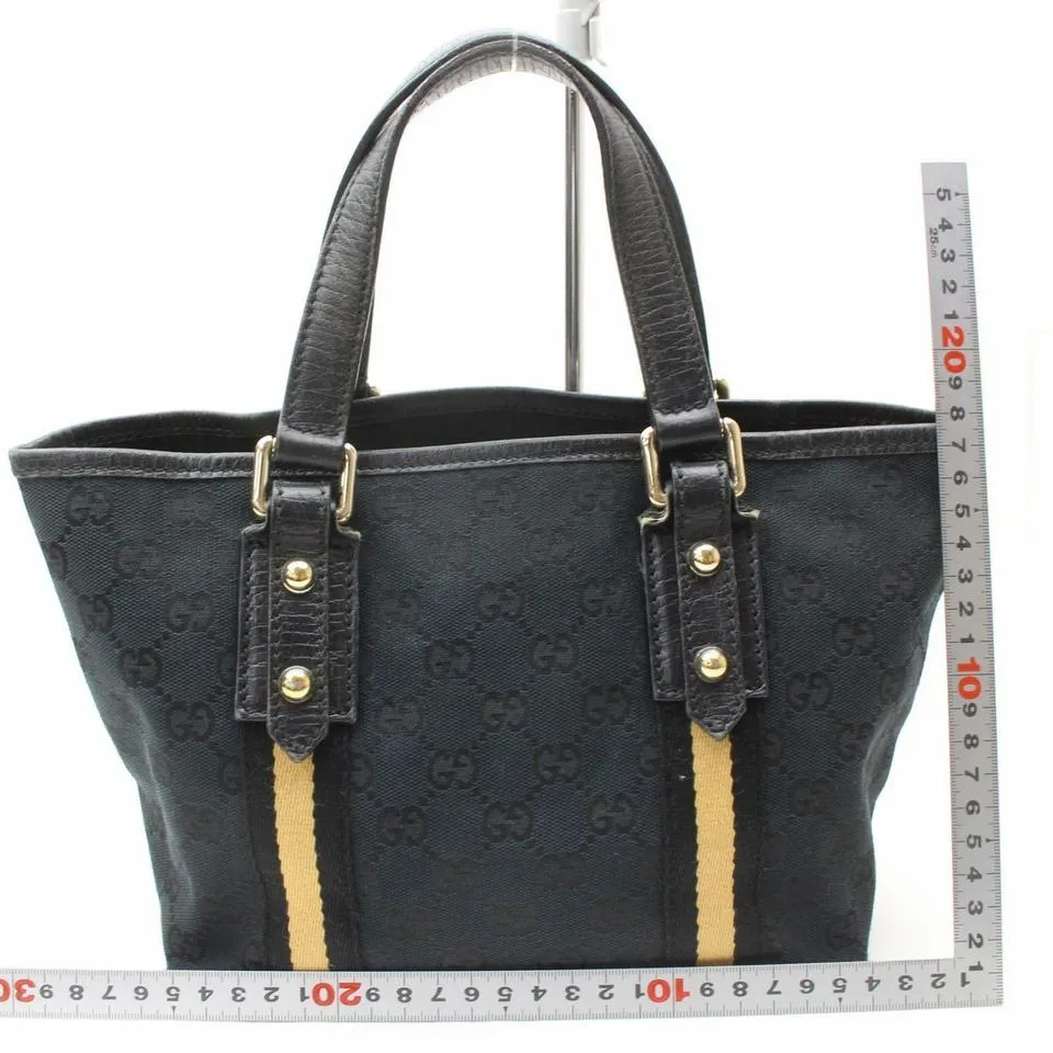 Gucci Black x Beige Web Monogram GG Jolicoeur Charm Tote 70g38s
