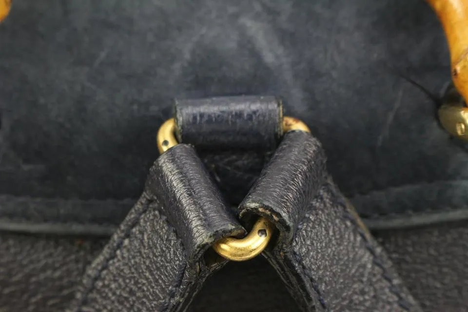 Gucci Navy Suede Bamboo Mini Backpack 56gz421s