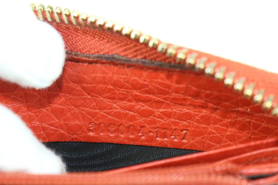 Gucci Red Leather Fringe Tassel Soho Zip Around Continental Wallet 1G1014