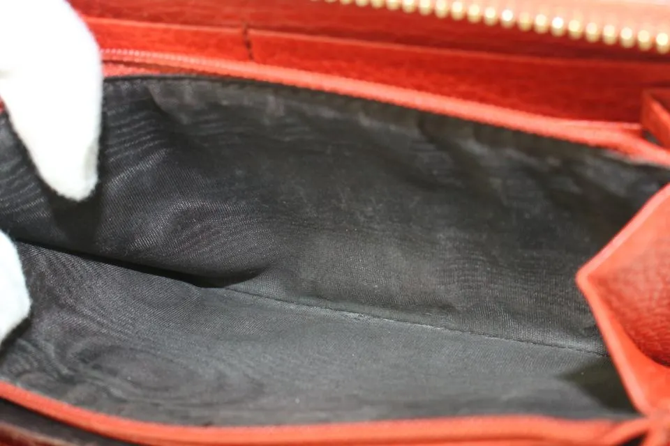 Gucci Red Leather Fringe Tassel Soho Zip Around Continental Wallet 1G1014