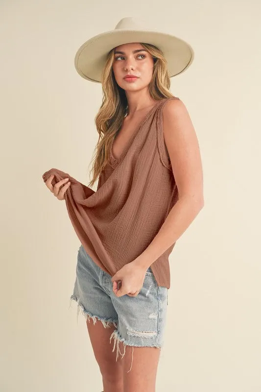 Hazel Blues® |  Aemi   Co V-Neck Wide Strap Tank