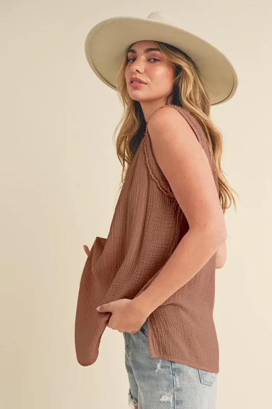 Hazel Blues® |  Aemi   Co V-Neck Wide Strap Tank