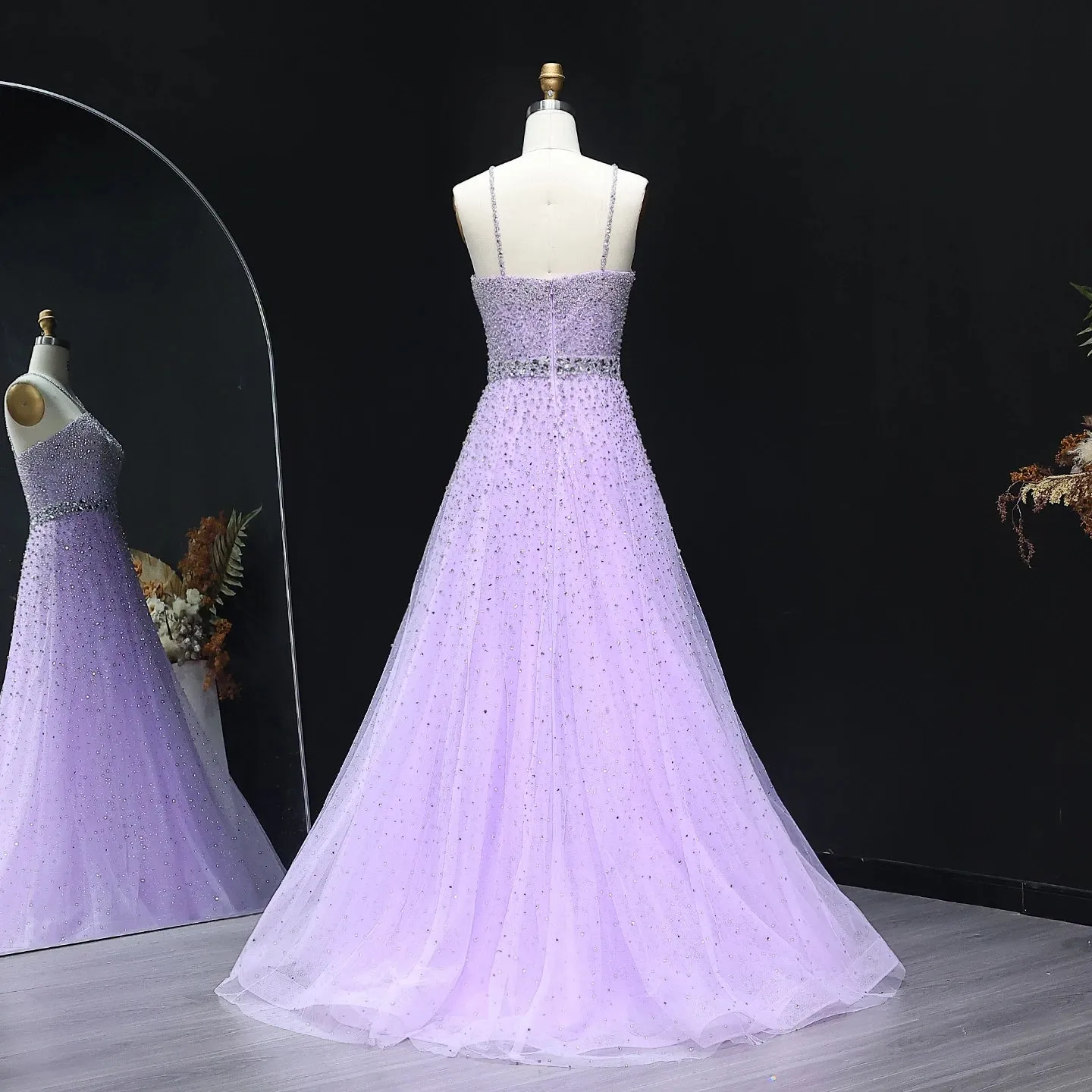 HELEN Luxury Sparkly Crystal Pink Criss-Cross Evening Dress