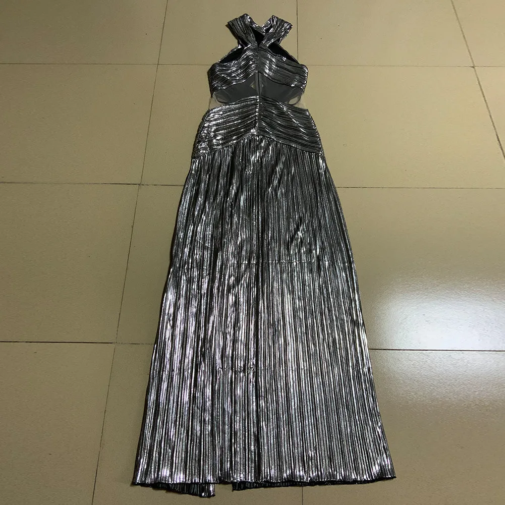 High Neck Sleeveless Hollow out Maxi Bodycon Dress