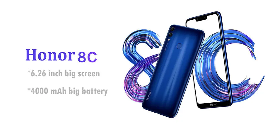 Huawei Honor 8C 4 32GB 3-Slot Face ID 6.26 Inch Snapdragon 632 Octa Core Front 8.0MP Dual Rear Camera 4000mAh Black_4 32G