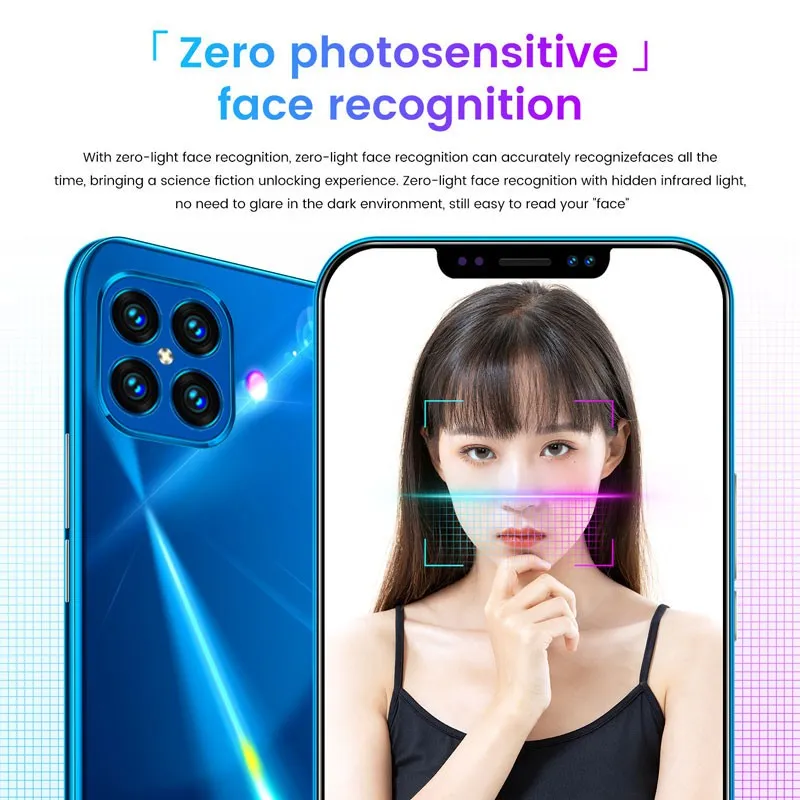 i12 6.7Inch Large Screen Phone Notch Screen Android Quickly Unlock Smartphone(10 512G) black_U.S. plug