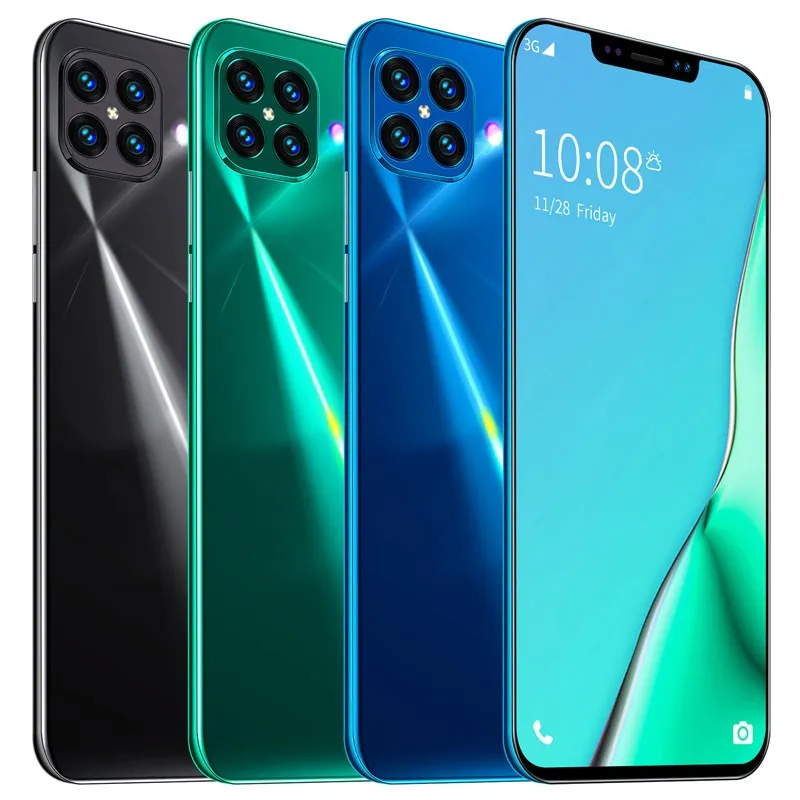 i12 6.7Inch Large Screen Phone Notch Screen Android Quickly Unlock Smartphone(10 512G) black_U.S. plug